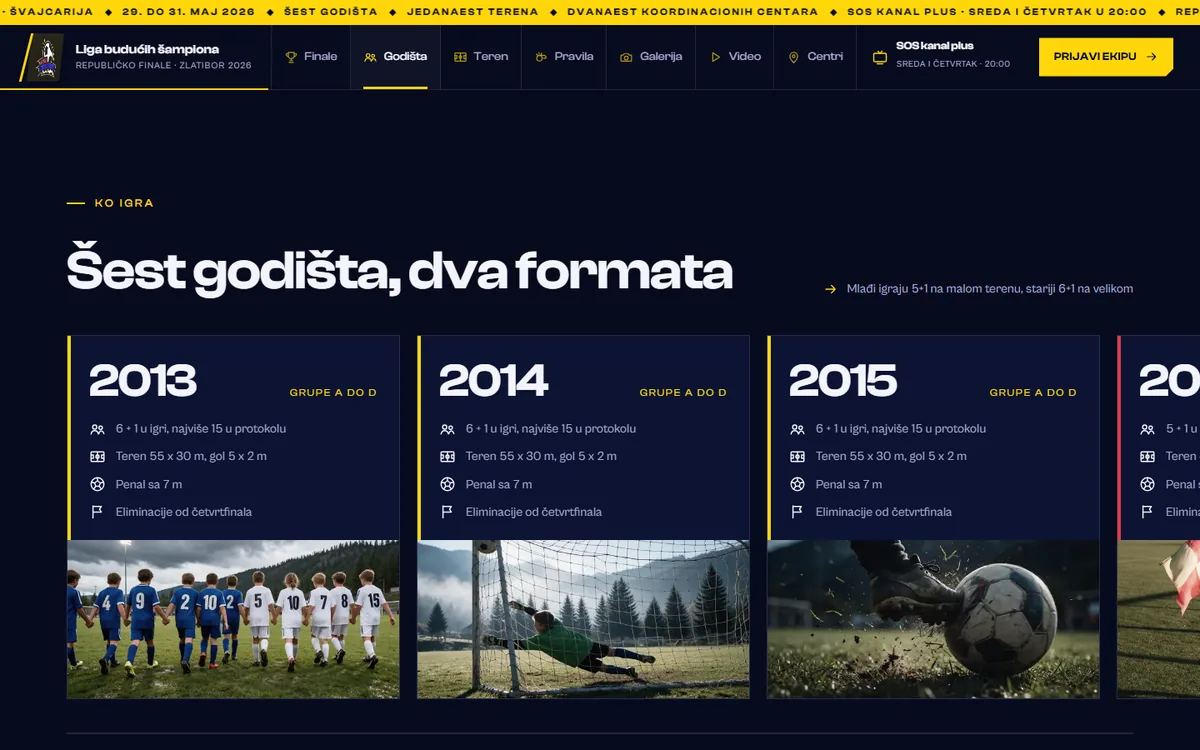 Koncept Stadion, sekcija godišta